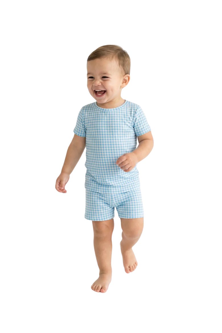 Short Sleeve and Shorts Pajama Set, Main, color, Harbor Gingham