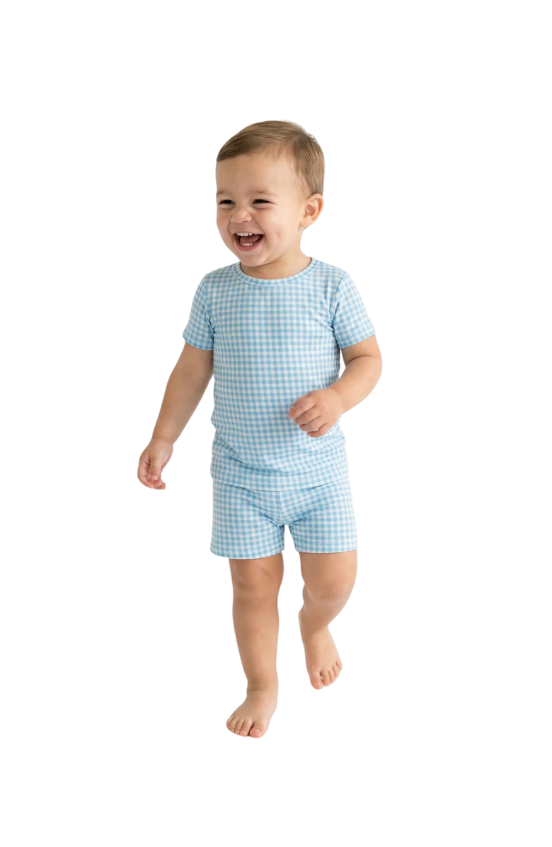 Motette Short Sleeve and Shorts Pajama Set, Main, color, Harbor Gingham
