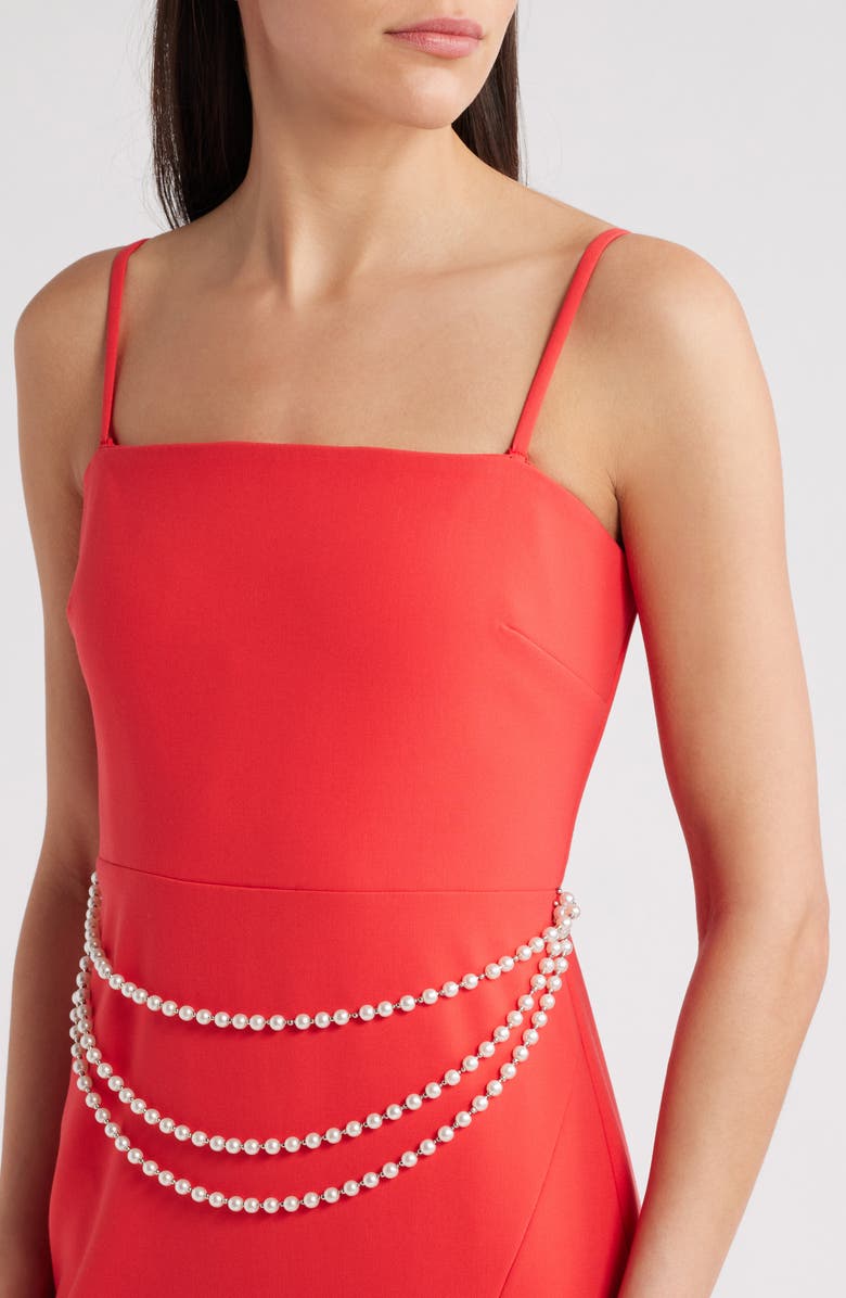 LIKELY Josie Faux Pearl Belt Detail Column Gown, Alternate, color, Bittersweet
