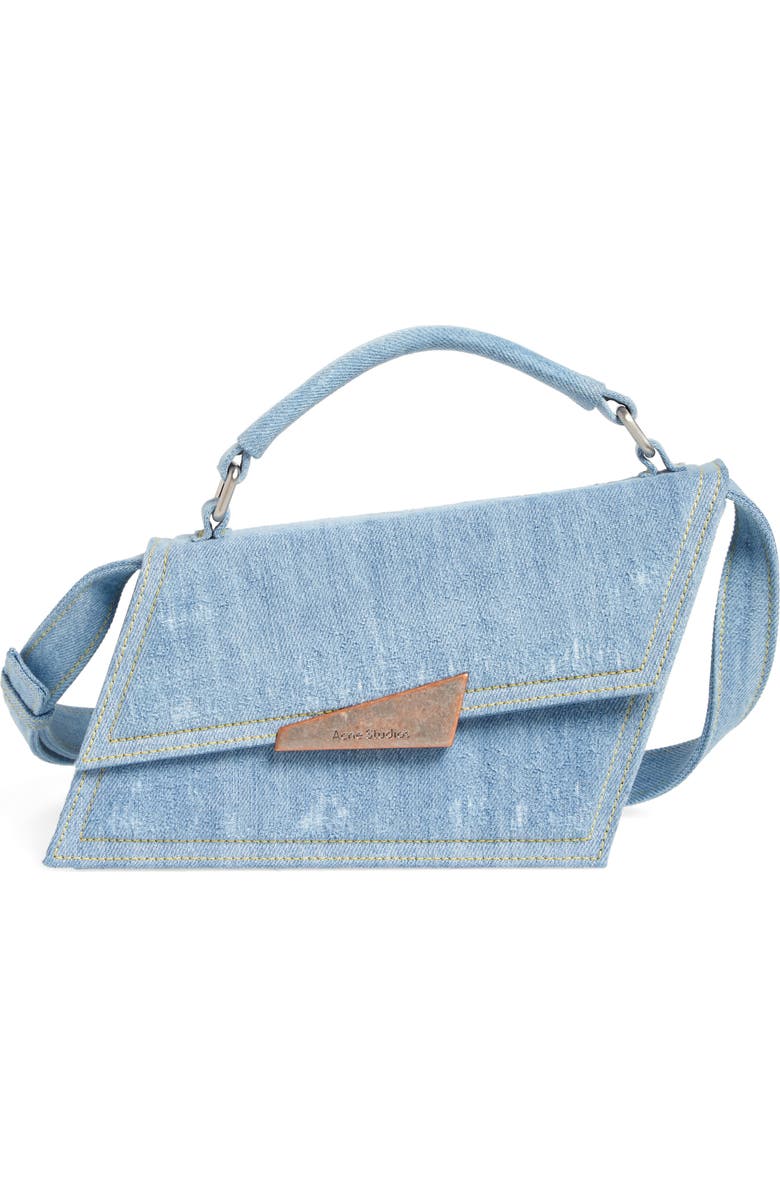 Acne Studios Mini Distortion Destroyed Denim Shoulder Bag, Main, color,