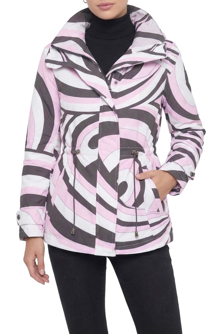 Lightweight Printed Jacket, Concealed Hood, Main, color, PINK SWIRL