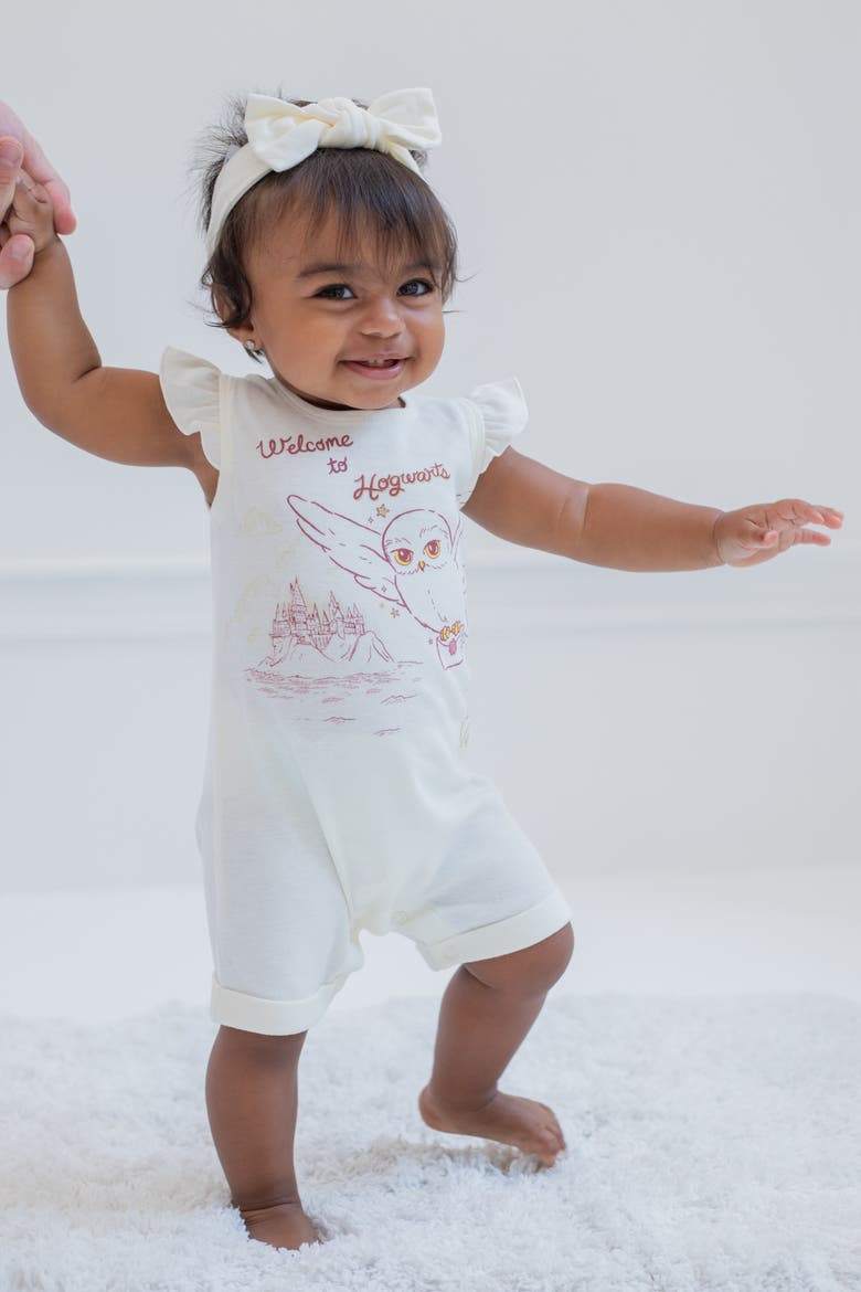 Hedwig 2-Piece Sleeveless Romper and Headband Set, Alternate, color, Hedwig Ivory