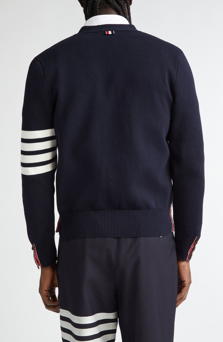 Thom Browne 4-Bar Milano Knit Cardigan, Alternate, color, Navy