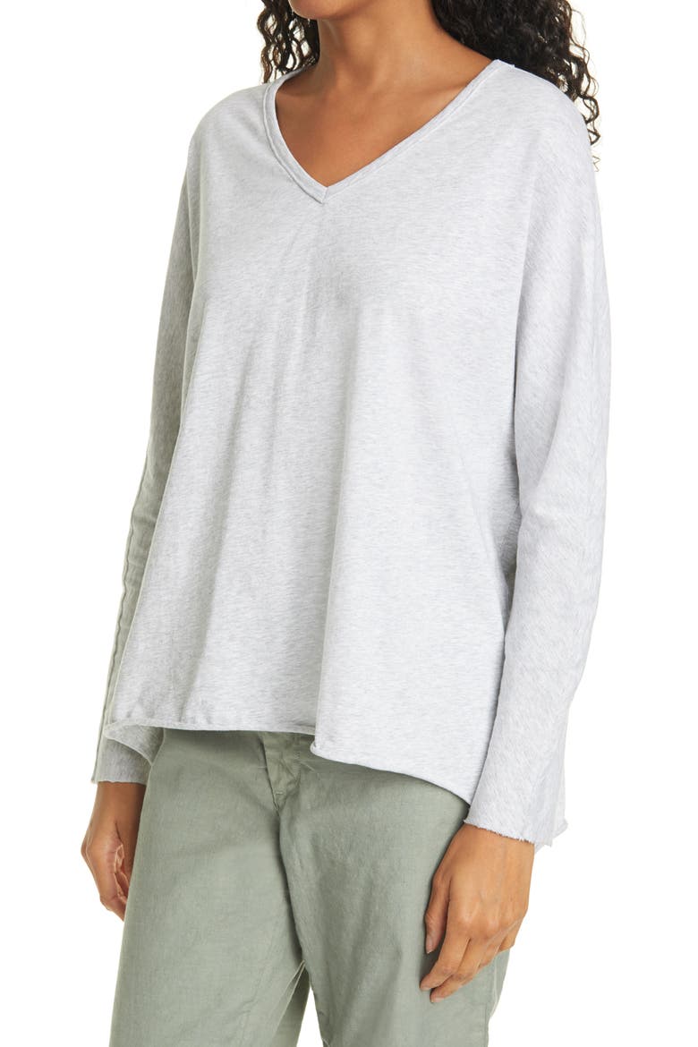V-Neck Long Sleeve T-Shirt, Alternate, color, GREY MELANGE