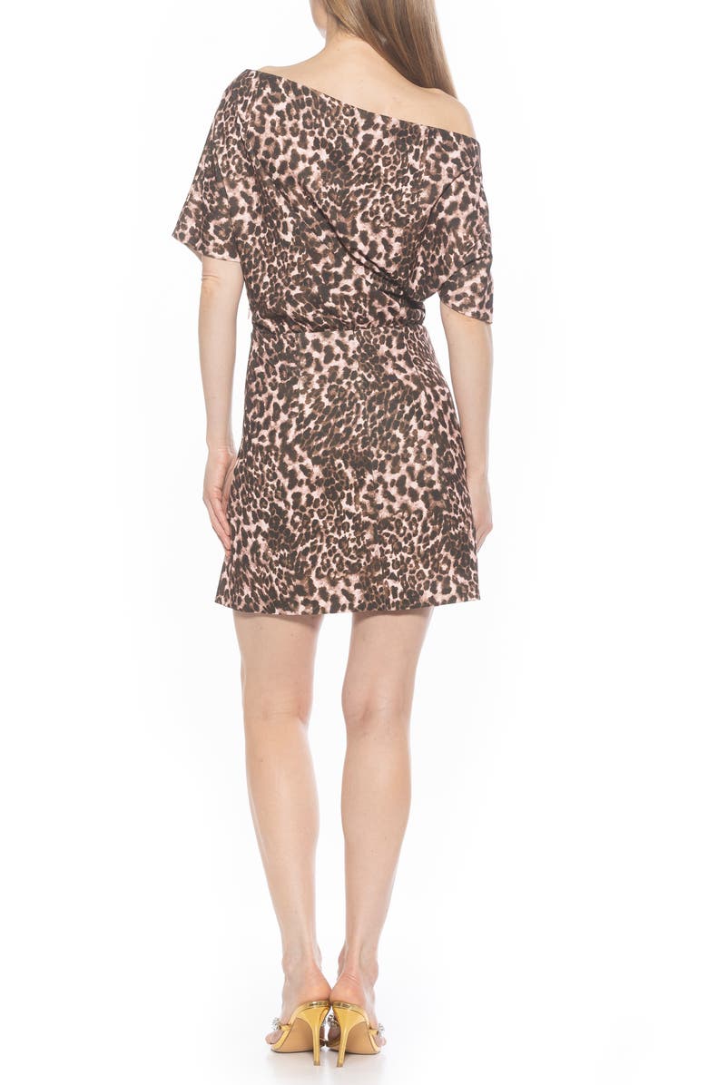 Alexia Admor Suri Draped One-Shoulder Minidress, Alternate, color, Brown Leopard