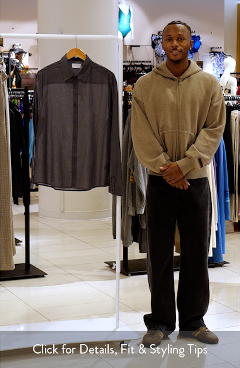 Pinstripe Semisheer Cotton Button-Up Shirt, sales video thumbnail