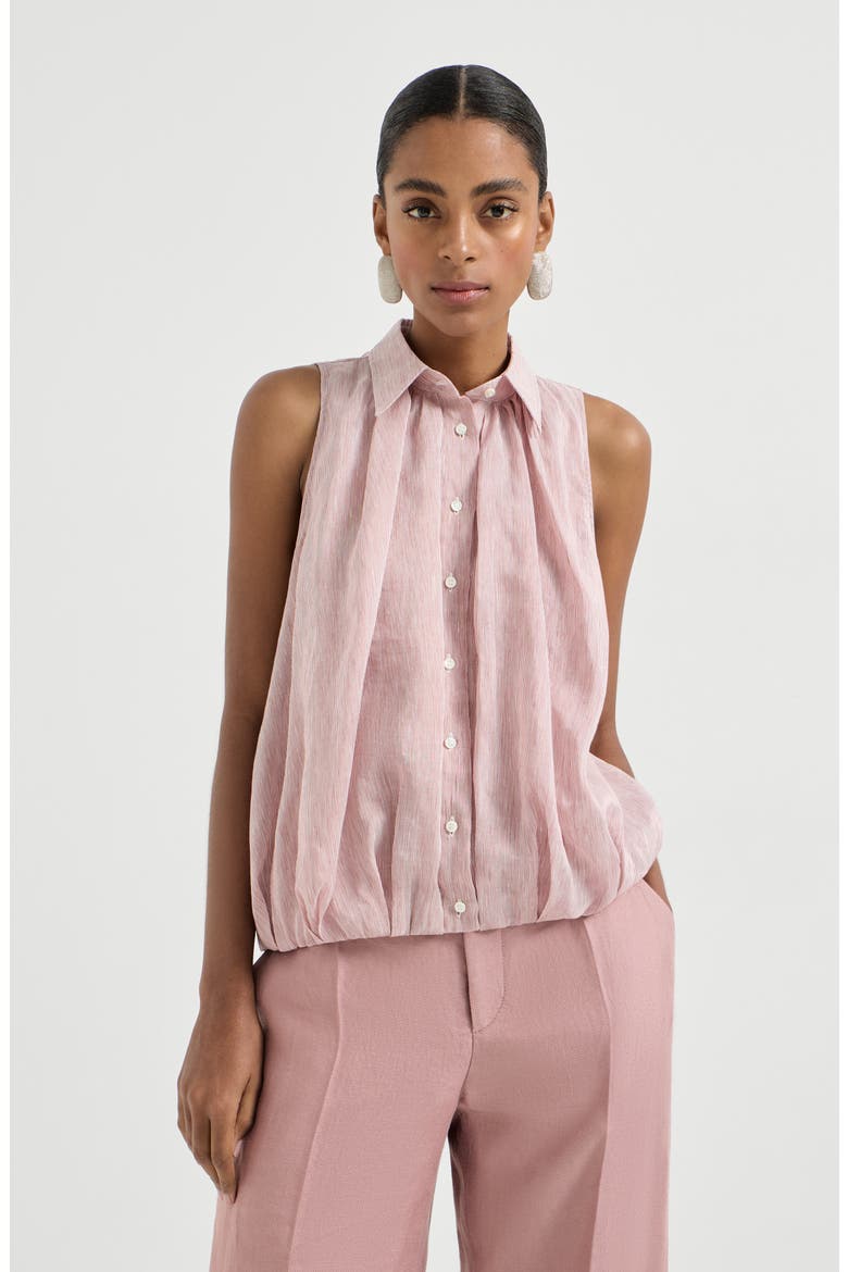 Striped organza shirt, Main, color, Red