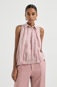 Brunello Cucinelli Striped organza shirt