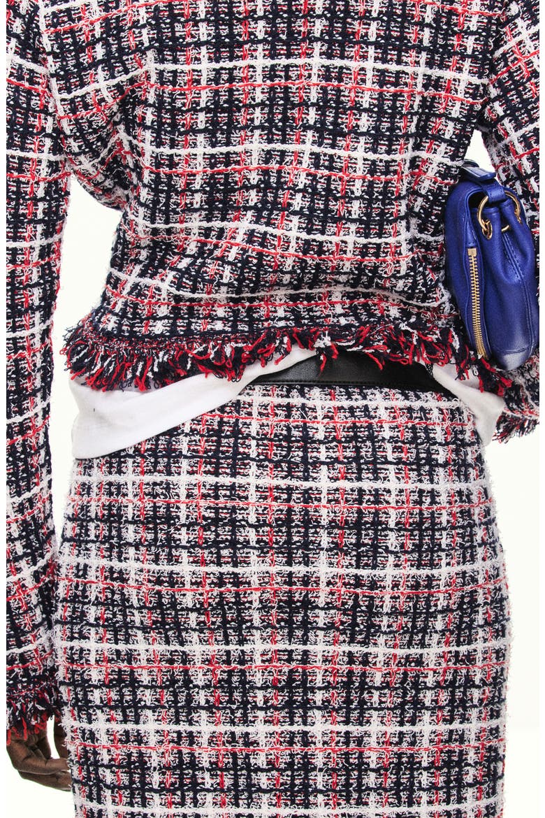 Menton Plaid Crewneck Jacket, Alternate, color, NAVY
