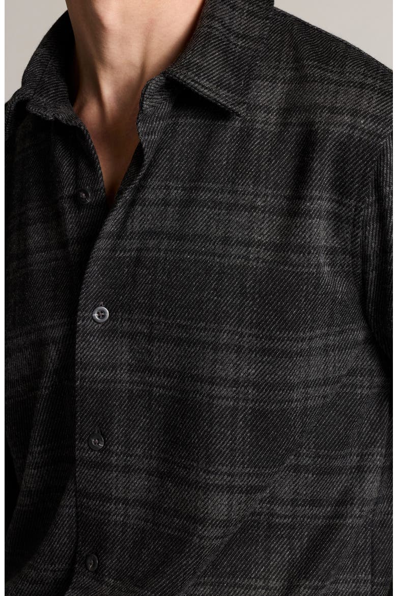 Muted Plaid Cotton & Wool Blend Shirt, Alternate, color, BLACK/ MED H GREY