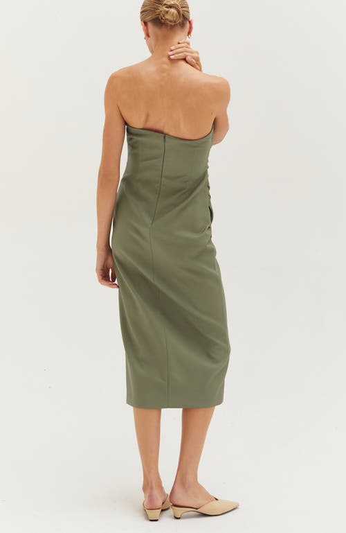 Crescent Faux Leather Tube Midi Dress In Animal Print