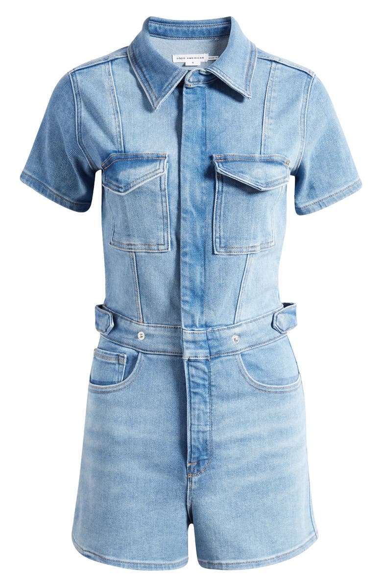 Good American Fit for Success Denim Romper, Alternate, color, 
