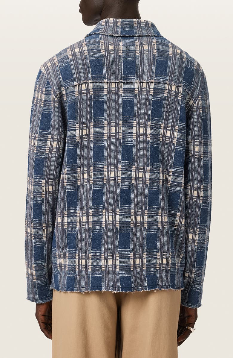 AllSaints Troppo Plaid Frayed Trim Button-Up Shirt, Alternate, color, Moonstone Blue