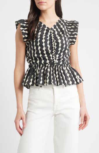 Cali Ikat Print Peplum Top