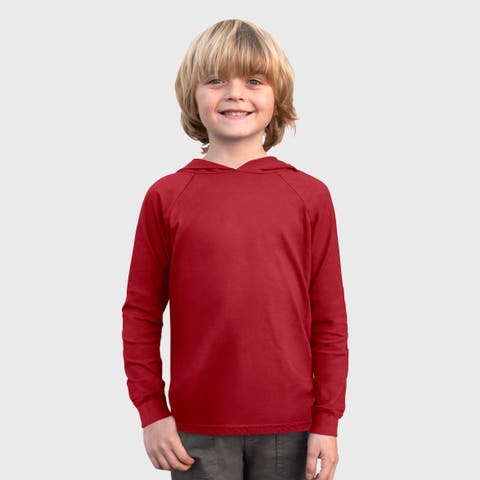 Boys Medium-Weight 100% Cotton Long Sleeve Hooded Tee with Cuffs (Toddler, Little Kid & Big Kid)