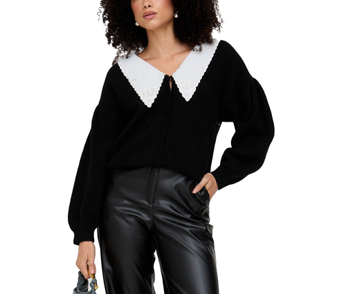 Lily And Lionel London Suzzanna Embroidered Collar Cardigan In Black