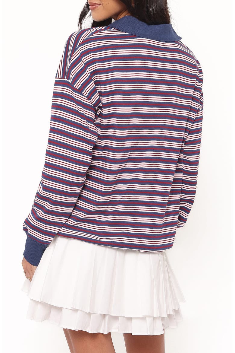 Beau Long Sleeve Polo Top, Alternate, color, NAVY STRIPE