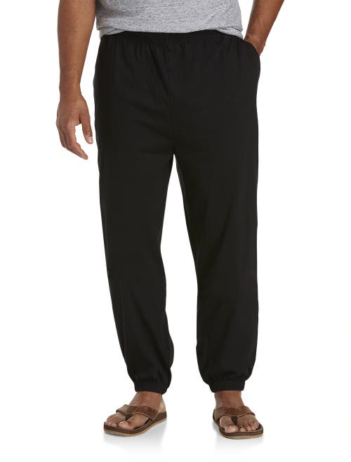 Harbor Bay By Dxl Big & Tall Cinched-hem Jersey Pants In Black