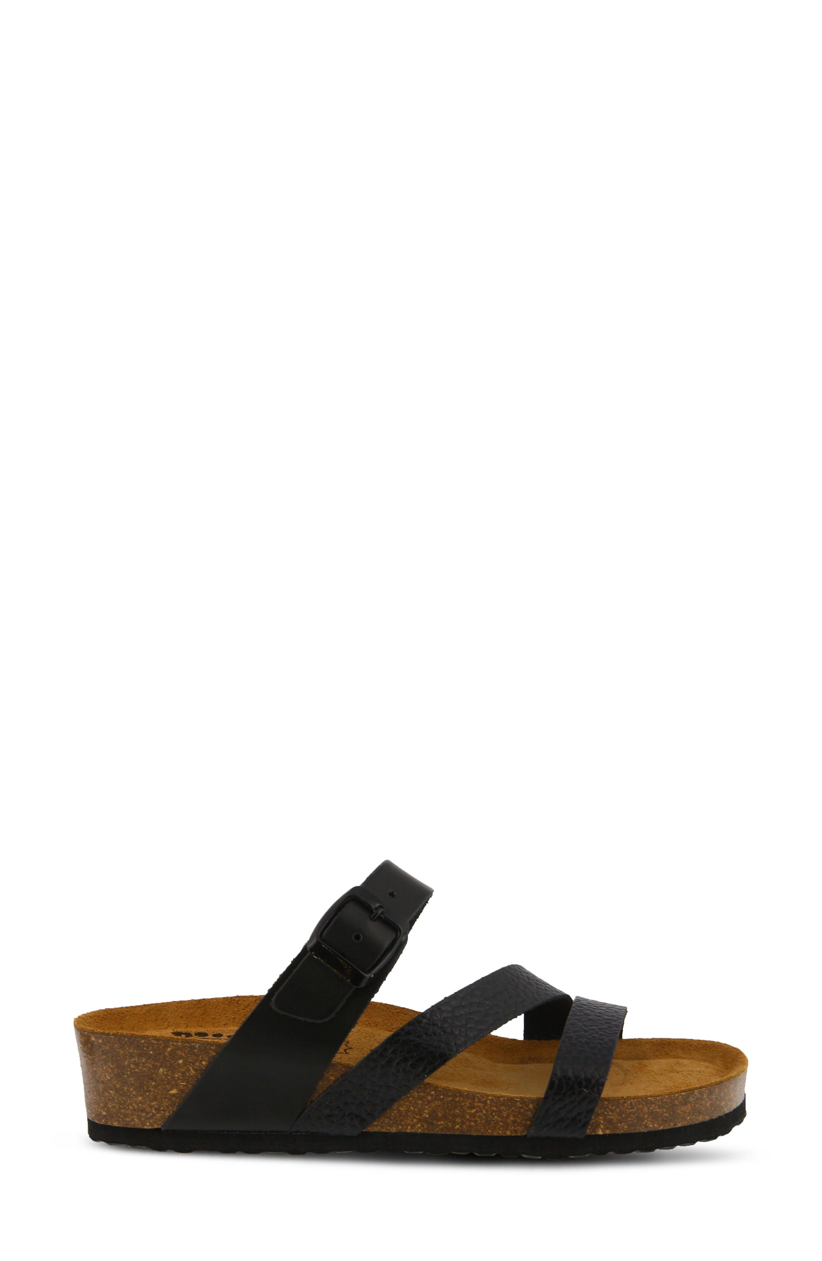 Flossie Slide Sandal, Alternate, color, BLACK/ BLACK LEATHER
