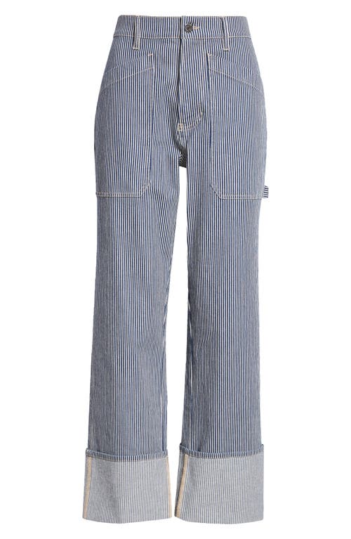 Veronica Beard Dylan Stripe High Waist Relaxed Straight Leg Jeans In Solstice Stripe