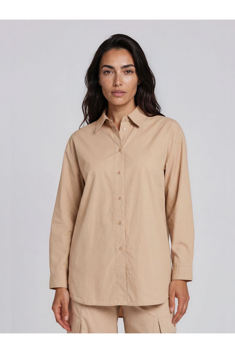 Maidette Oversized Button-Front Shirt, Main, color, White Pepper