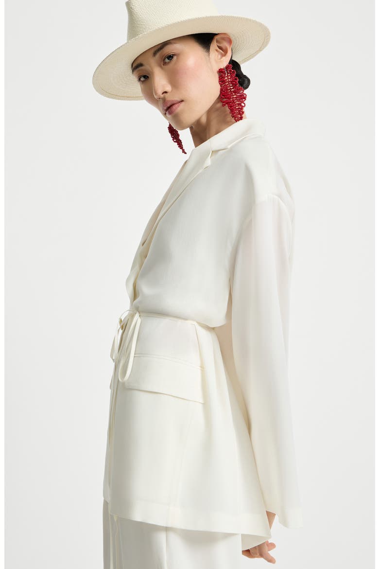 Sablé crêpe blazer, Alternate, color, White
