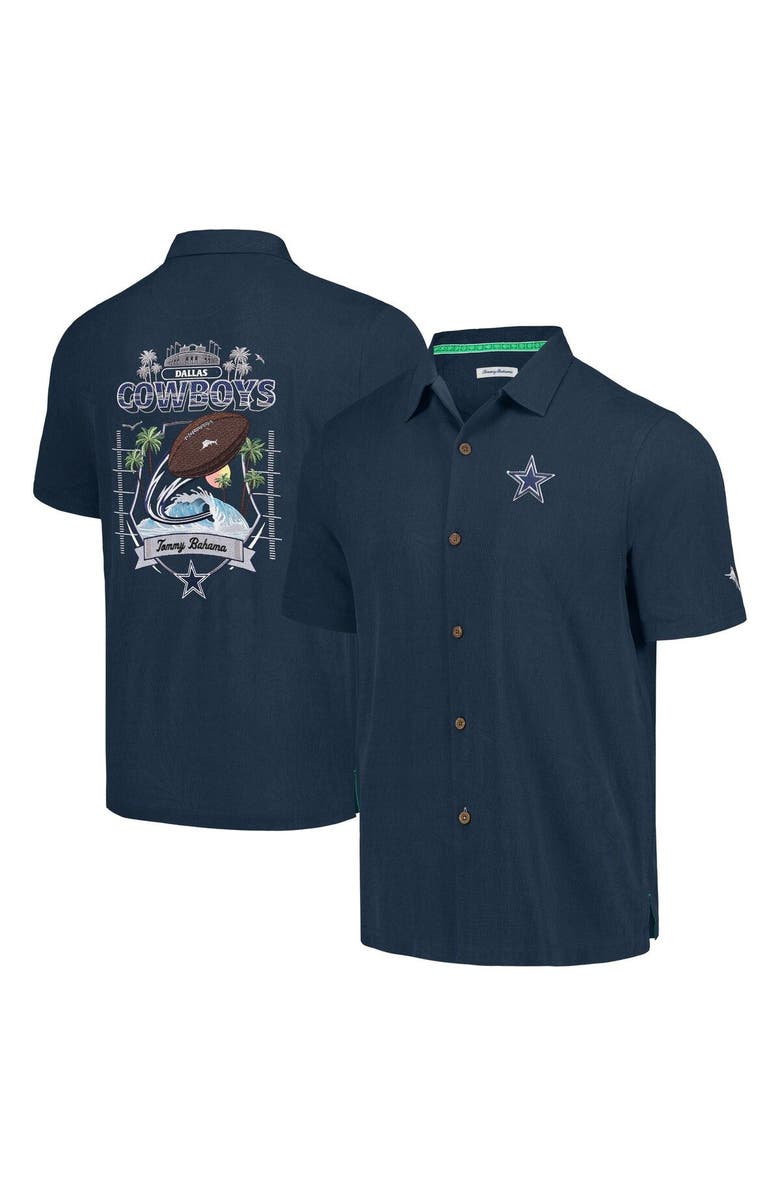 Tommy Bahama Men's Tommy Bahama Navy Dallas Cowboys Tidal Kickoff Camp Button-Up Shirt, Main, color, Navy