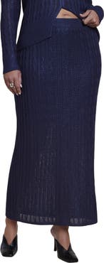 ELOQUII Metallic Knit Maxi Skirt