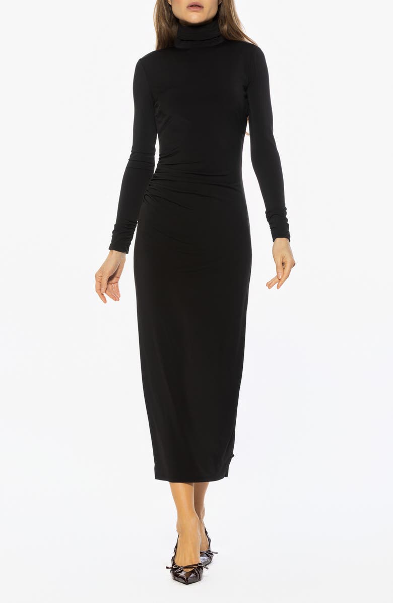 Alexia Admor Veda Long Sleeve Mock Neck Dress, Main, color, Black
