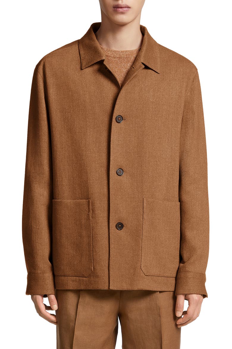 Silk & Linen Blend Chore Jacket, Main, color, VICUNA