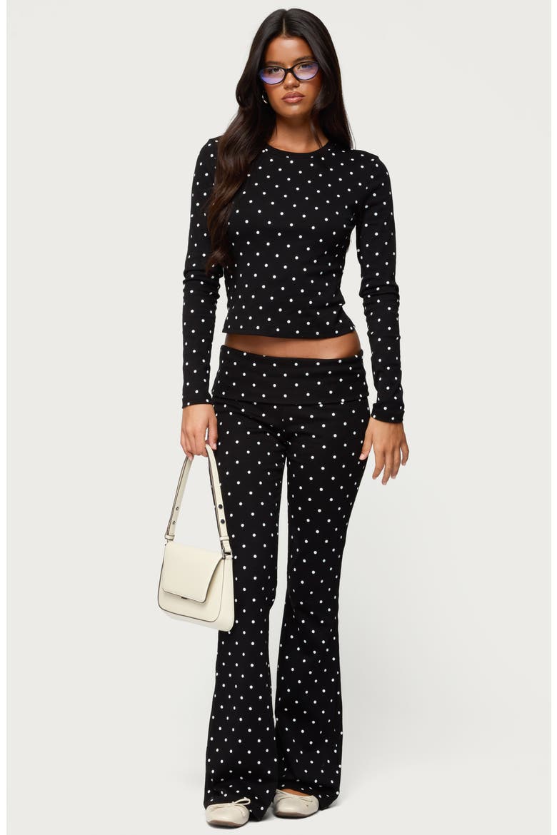 Daliya Polka Dot Flare Pants, Alternate, color, BLACK