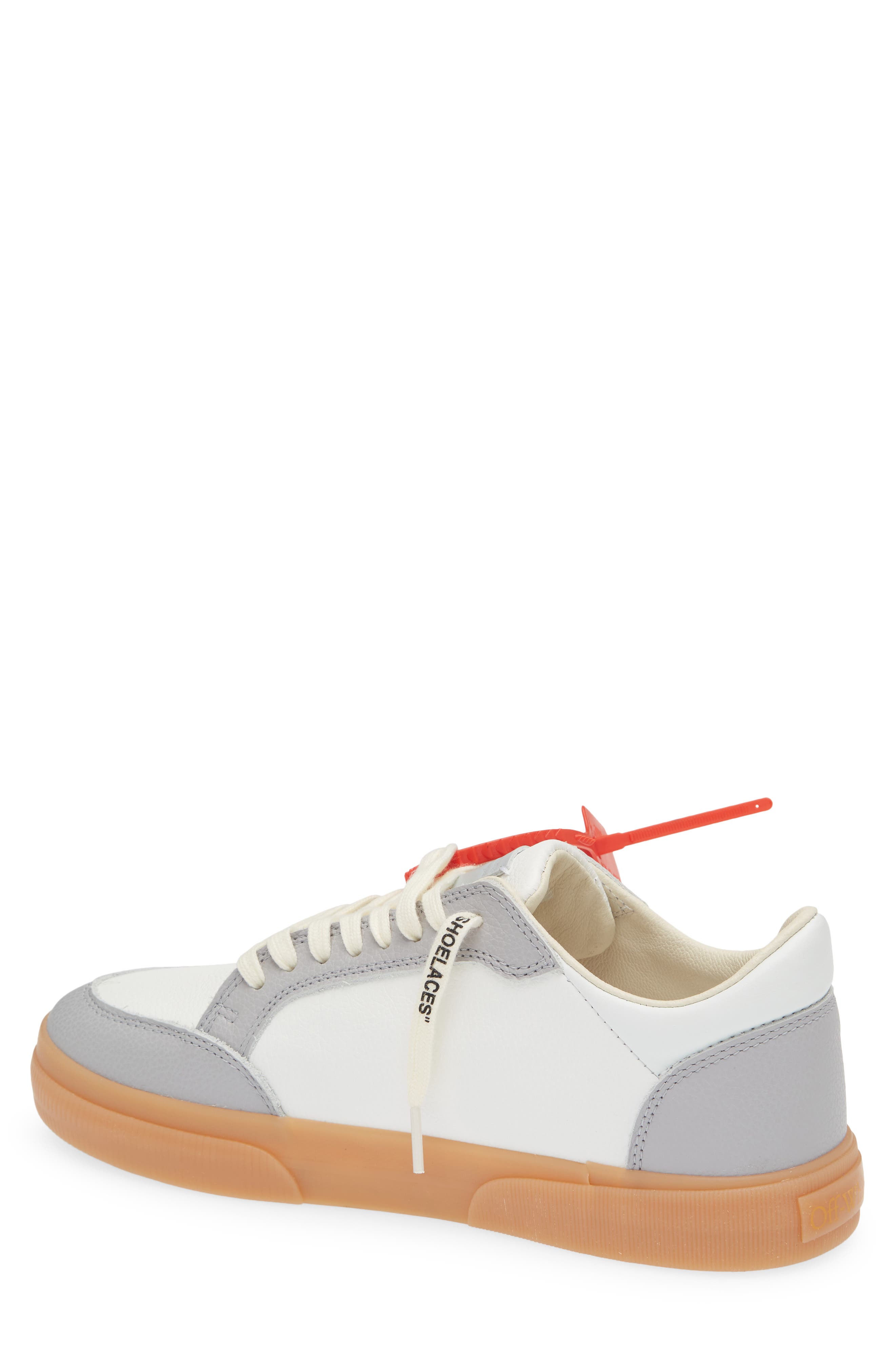 Off-White Low Vulcanized Leather Sneaker, Alternate, color, White - Light Blue