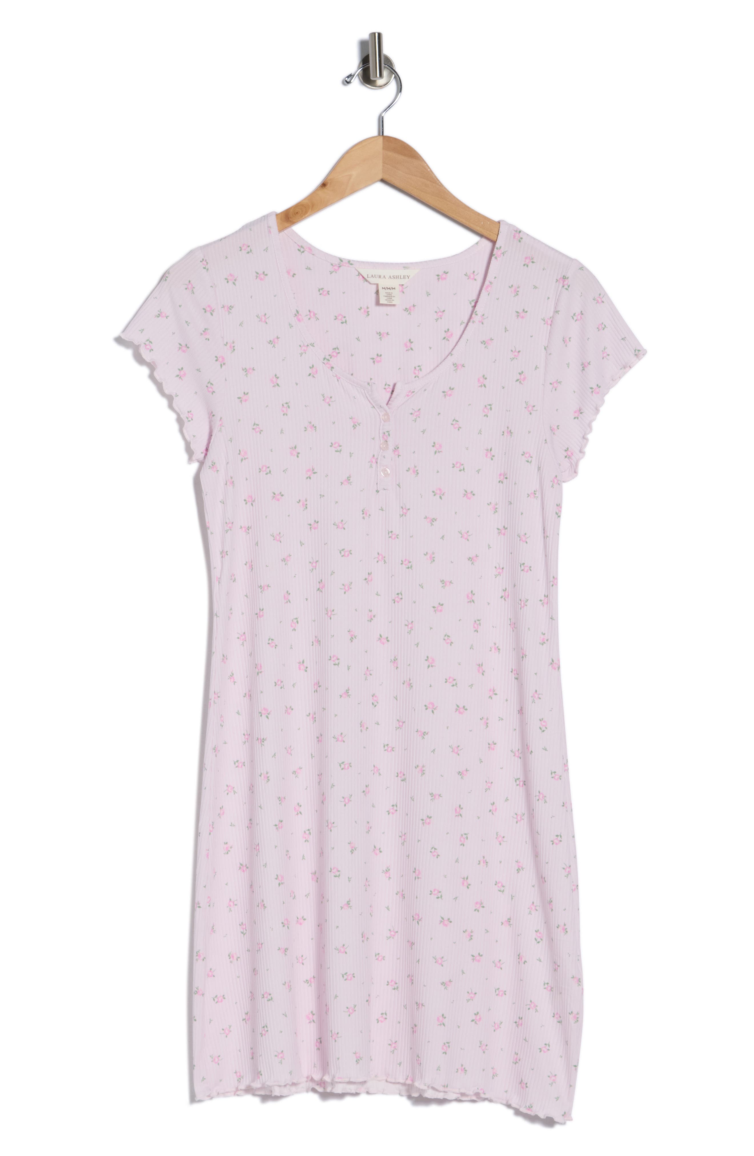 Laura Ashley Ribbed Short Sleeve Nightgown