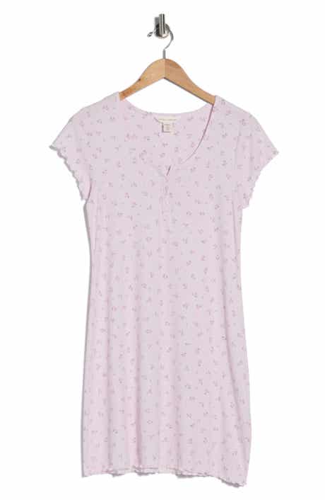 Laura Ashley Ribbed Short Sleeve Nightgown
