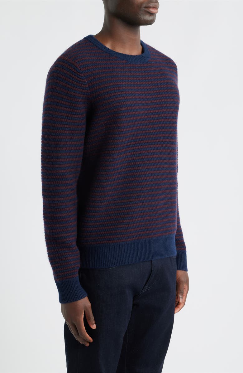 Nordstrom Stripe Cashmere Sweater, Alternate, color, Burgundy/ Navy Heather