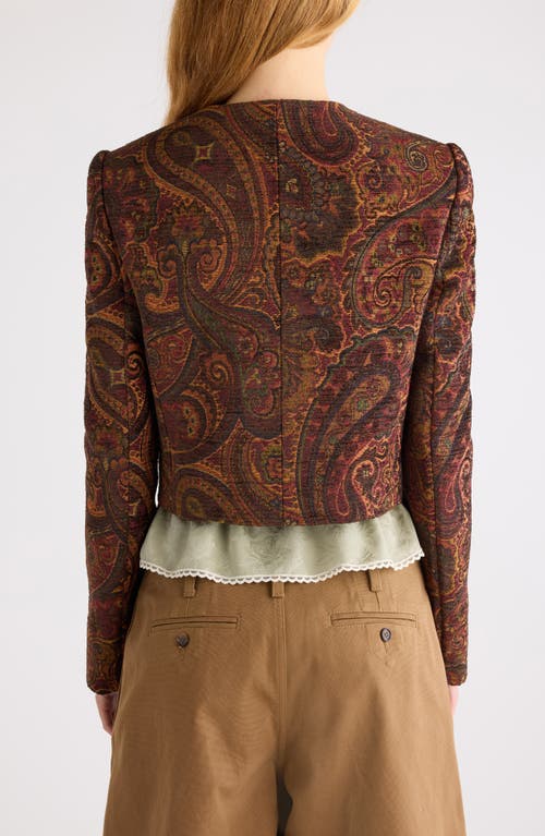 Chloé Multicolor Cropped Jacket With Round Neck And All-over Motif In Cotton Blend Woman