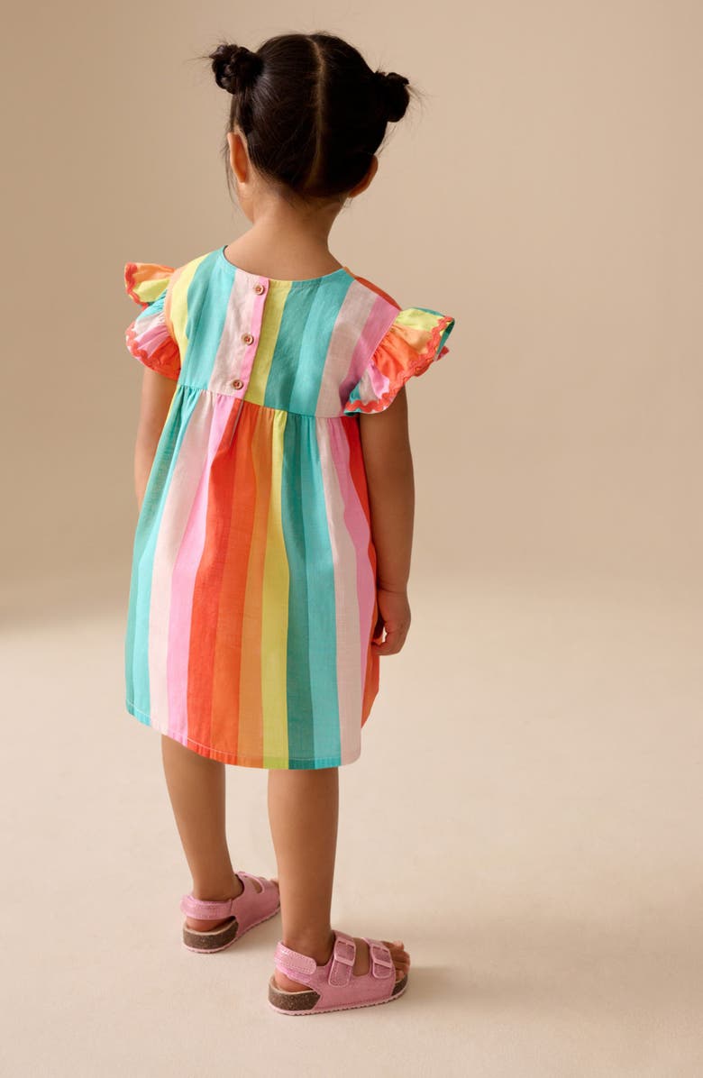 NEXT Kids' Bright Rainbow Ruffle Cotton Dress, Alternate, color, Multi