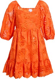 SUGARLIPS Sequin Detail Cotton Eyelet Babydoll Dress