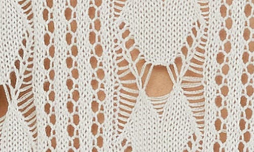 Becca Venica V-neck Open Knit Cover-up Sweater Tunic In White