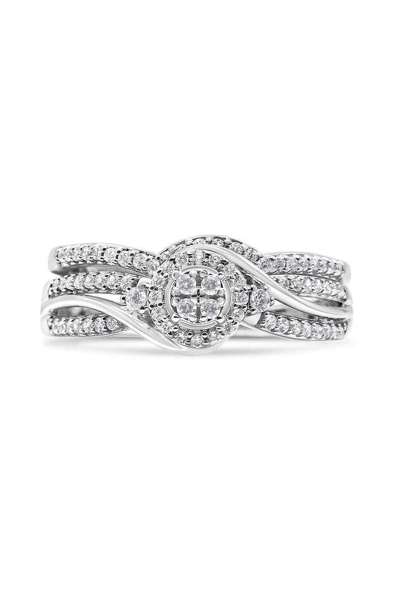 Silver 1/3 Cttw Diamond Bridal Set Ring and Band, Alternate, color, White