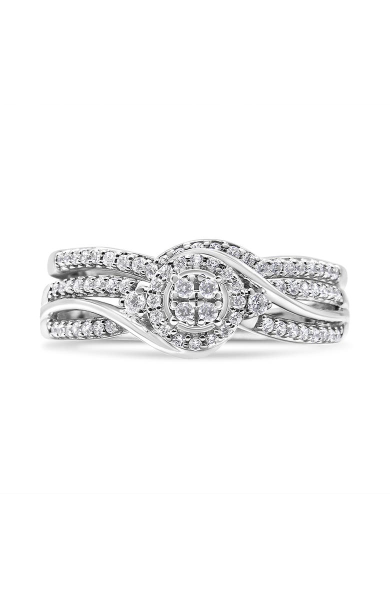 Haus of Brilliance Silver 1/3 Cttw Diamond Bridal Set Ring and Band, Alternate, color, White