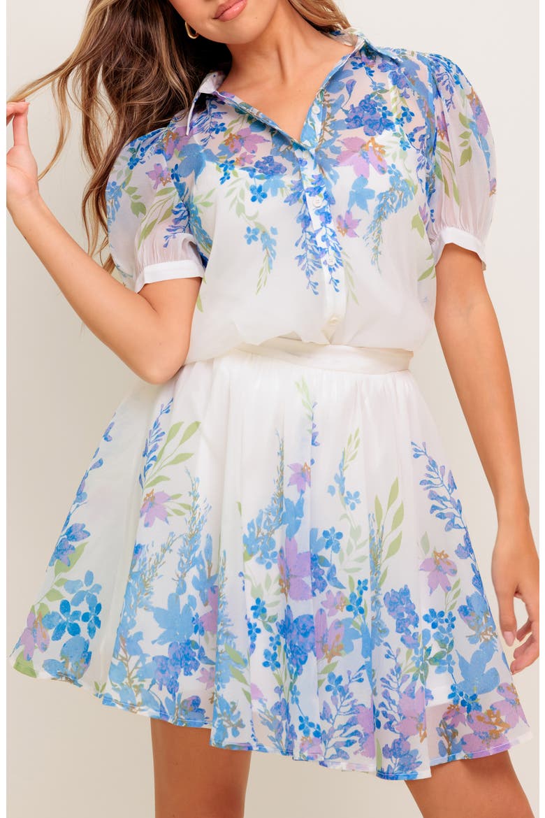 Floral Print Miniskirt, Alternate, color, IVORY