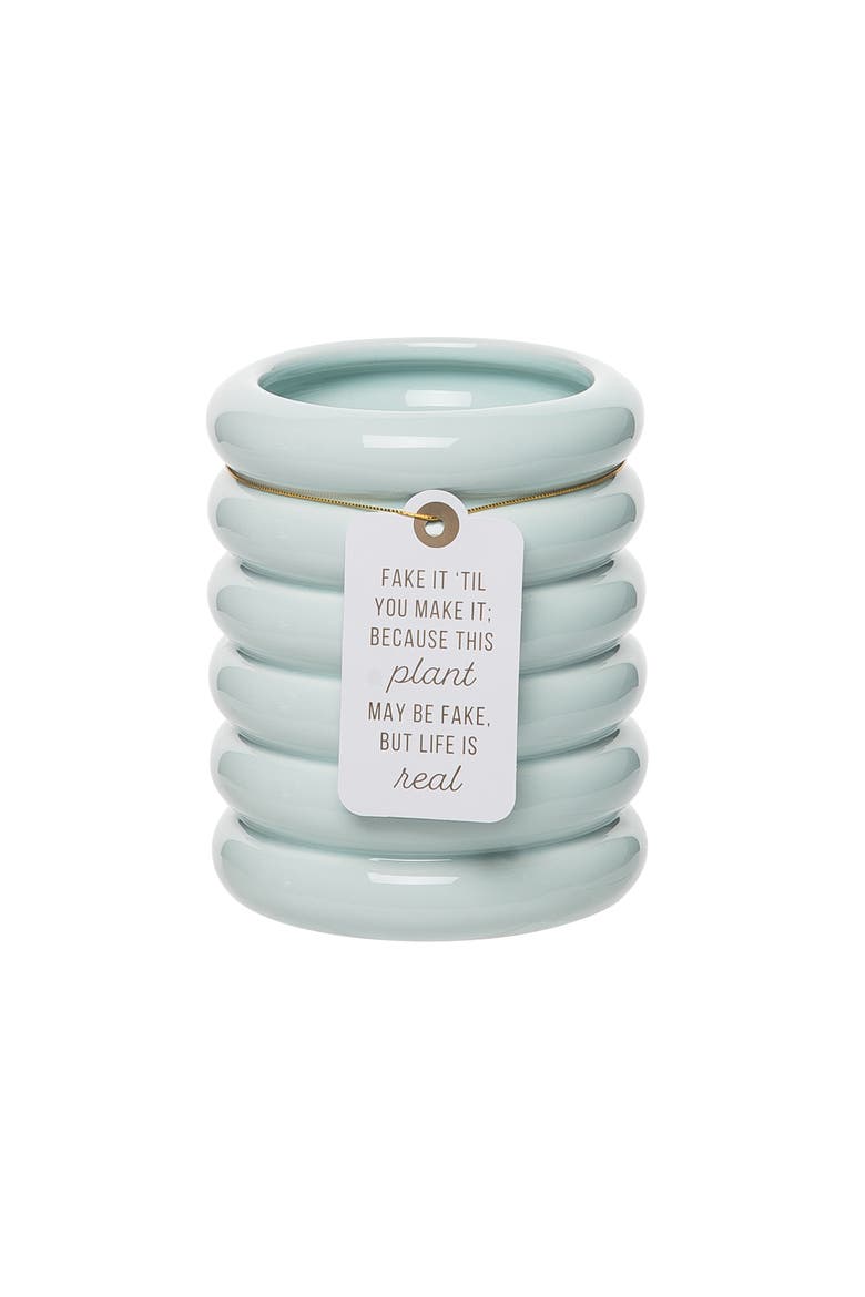 Fake It Mint Planter Ceramic Green, Main, color, Green