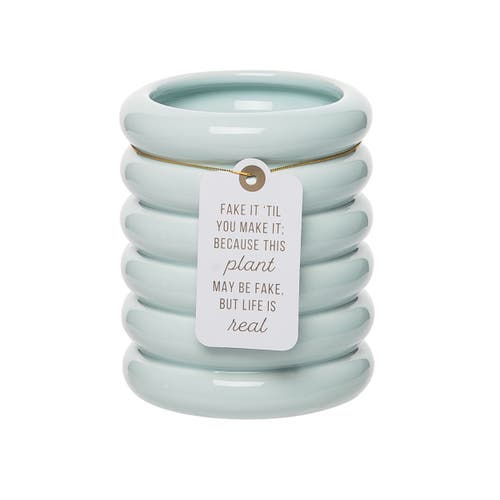 Totalee Gift Fake It Mint Planter Ceramic Green In Blue
