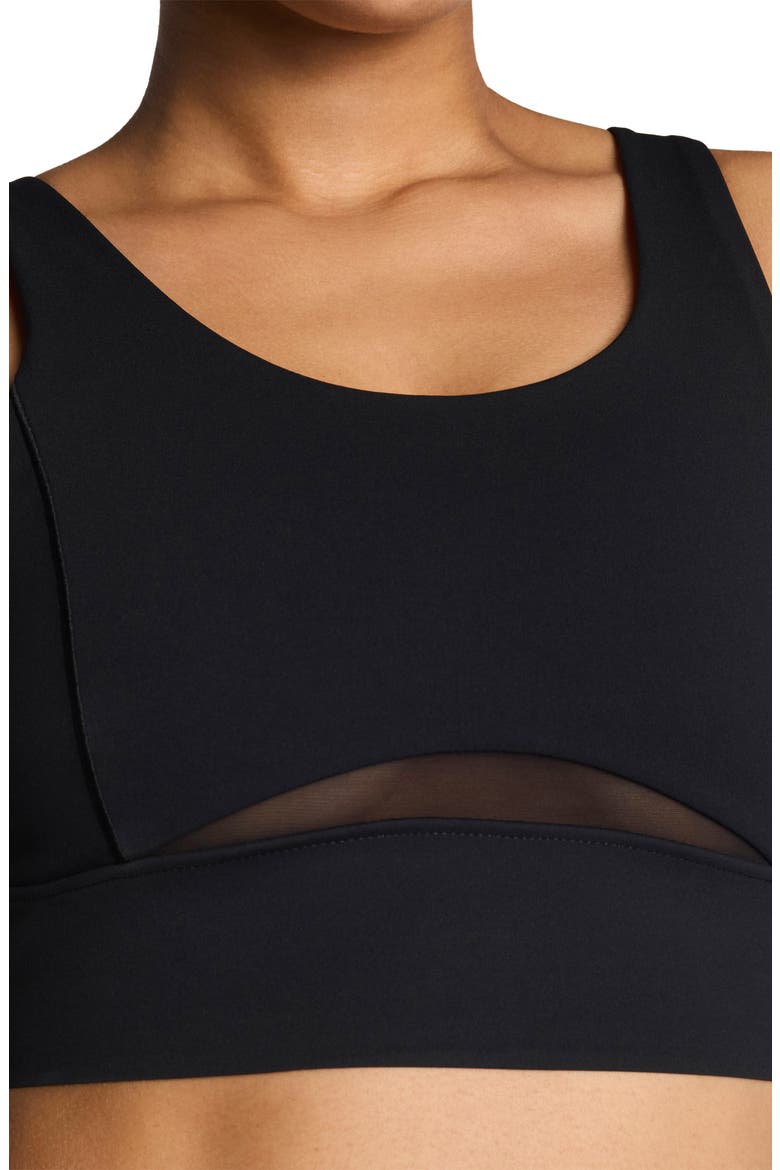 Meshery Longline Sports Bra, Alternate, color, VERY BLACK