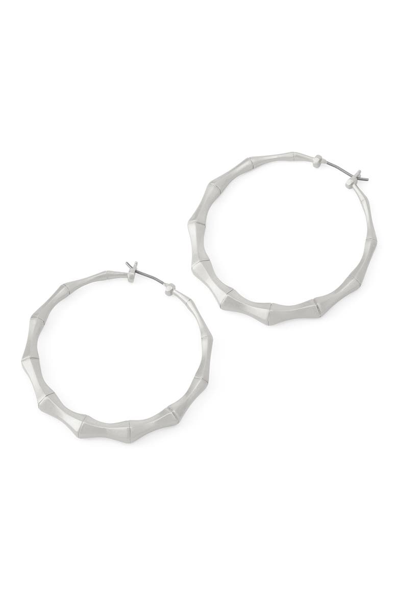 Medium Angular Hoop Earrings, Alternate, color, WARM SILVER