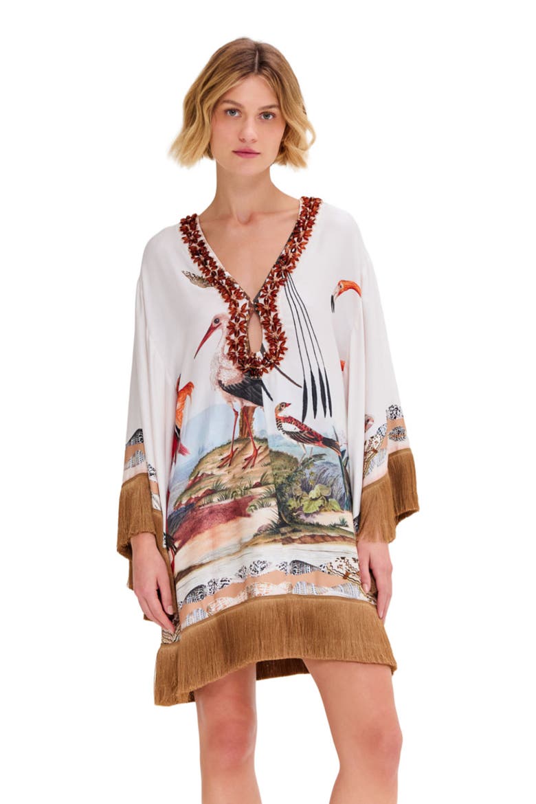Paradise Land Mini Caftan, Alternate, color, OFF WHITE
