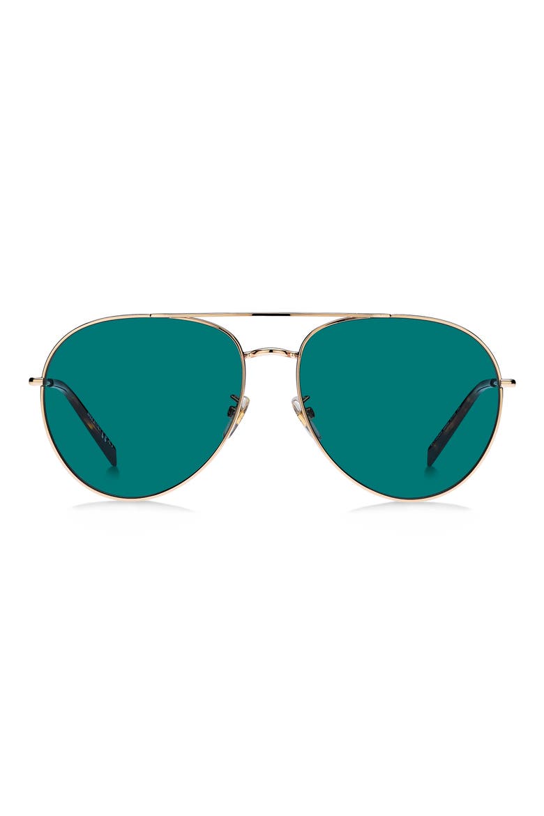 61mm Aviator Sunglasses, Main, color, ROSE GOLD/ BLUE