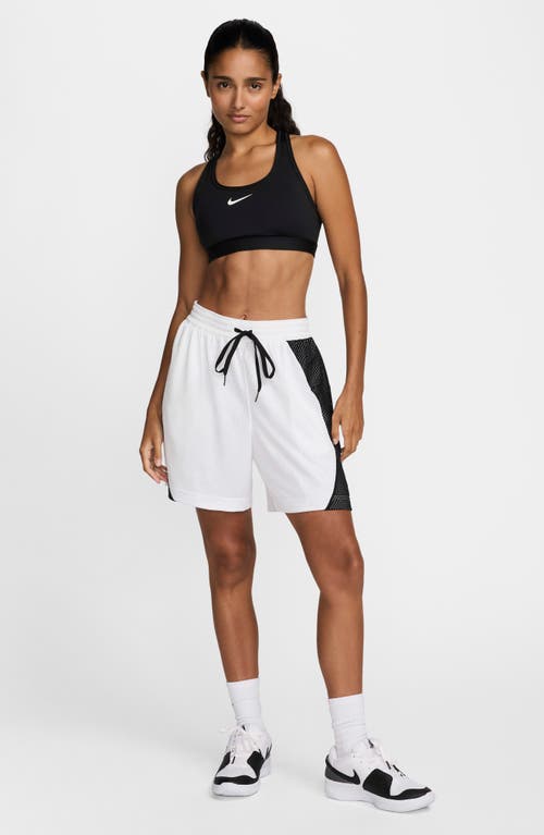 Nike Essential Dri-fit Mesh Basketball Shorts In White/black/white
