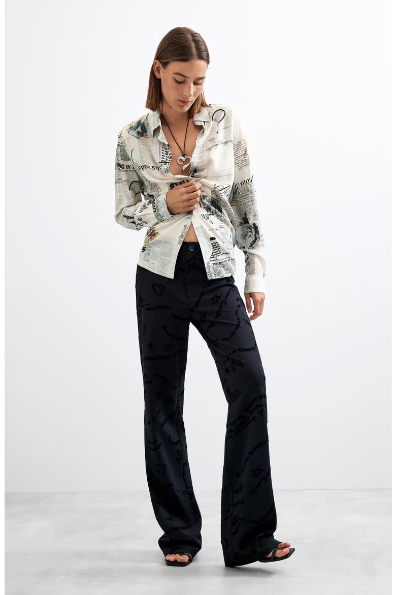 Graphic Print Knit Pants, Alternate, color, BLACK